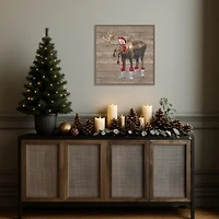 Warm in the Wilderness Moose Framed Canvas Print