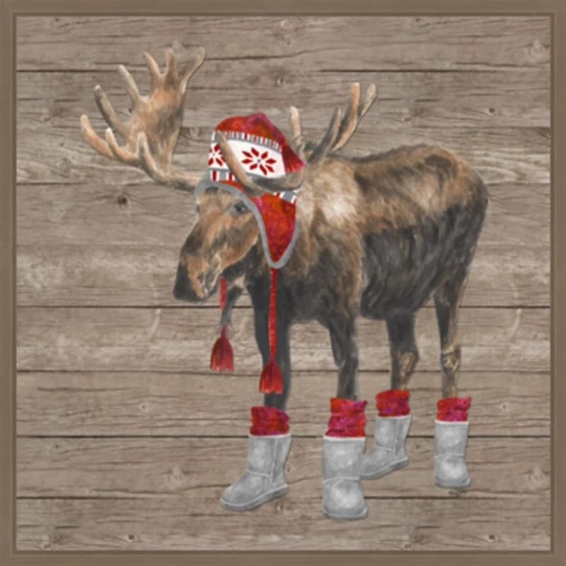 Warm in the Wilderness Moose Framed Canvas Print