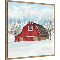Winter Barn Quilt IV Framed Canvas Art Print