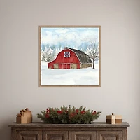 Winter Barn Quilt IV Framed Canvas Art Print