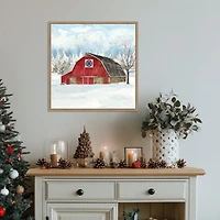 Winter Barn Quilt IV Framed Canvas Art Print