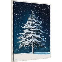 Winter Snowy Pine Tree Framed Canvas Art Print