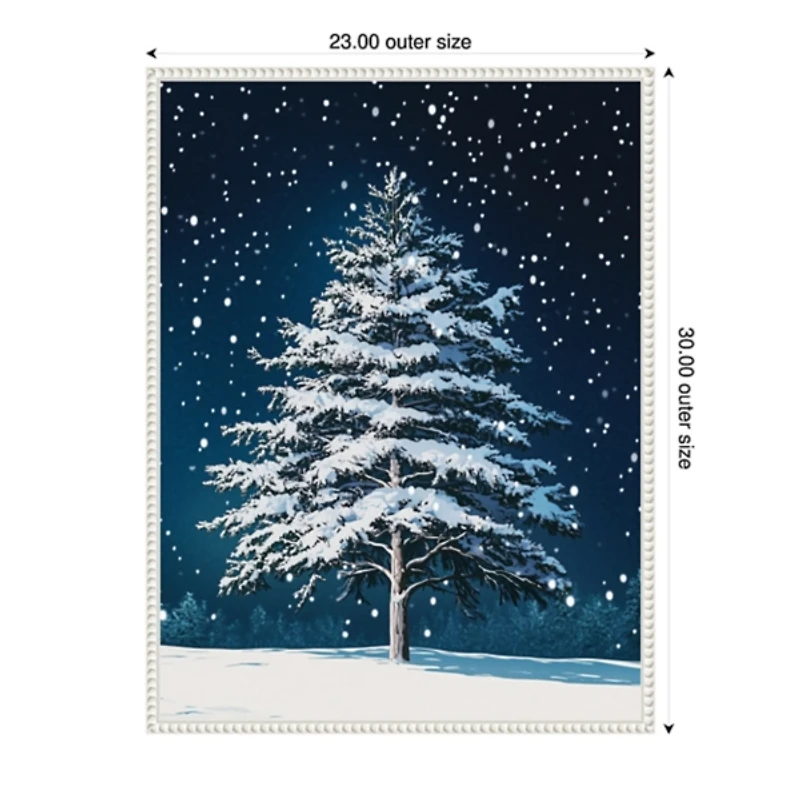 Winter Snowy Pine Tree Framed Canvas Art Print