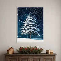 Winter Snowy Pine Tree Framed Canvas Art Print