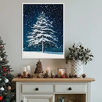 Winter Snowy Pine Tree Framed Canvas Art Print