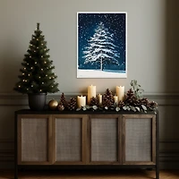 Winter Snowy Pine Tree Framed Canvas Art Print