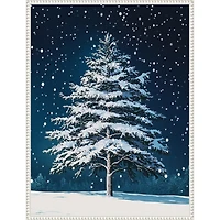 Winter Snowy Pine Tree Framed Canvas Art Print