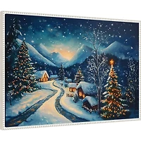 Nighttime Winter Wonderland Framed Canvas Print
