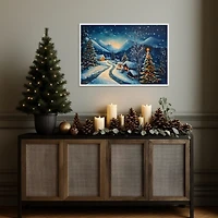 Nighttime Winter Wonderland Framed Canvas Print
