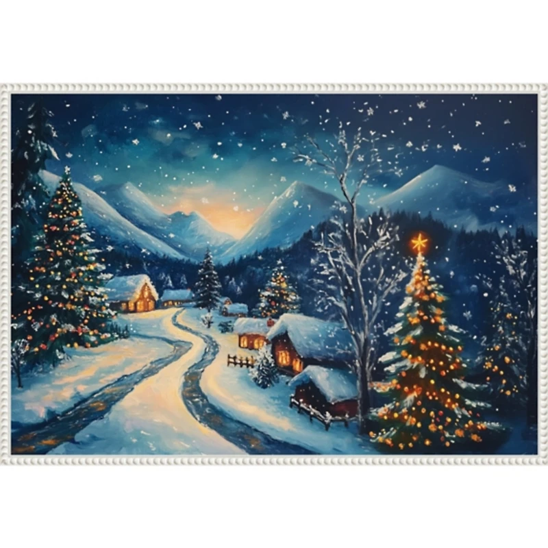 Nighttime Winter Wonderland Framed Canvas Print