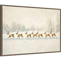 Reindeer Procession Framed Canvas Art Print