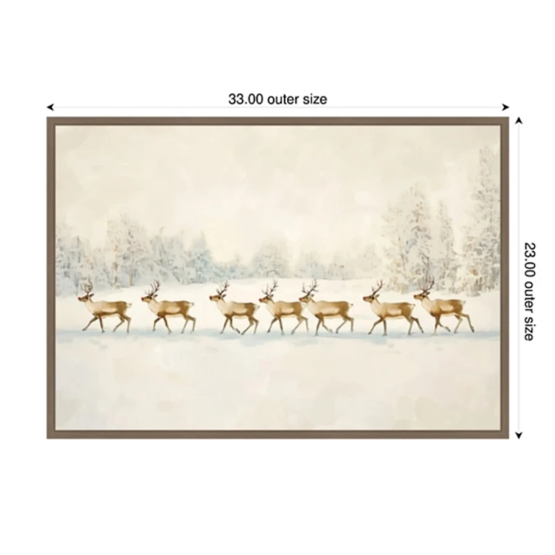 Reindeer Procession Framed Canvas Art Print