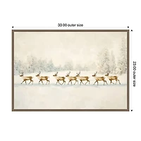Reindeer Procession Framed Canvas Art Print