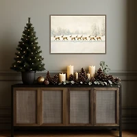 Reindeer Procession Framed Canvas Art Print