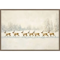 Reindeer Procession Framed Canvas Art Print