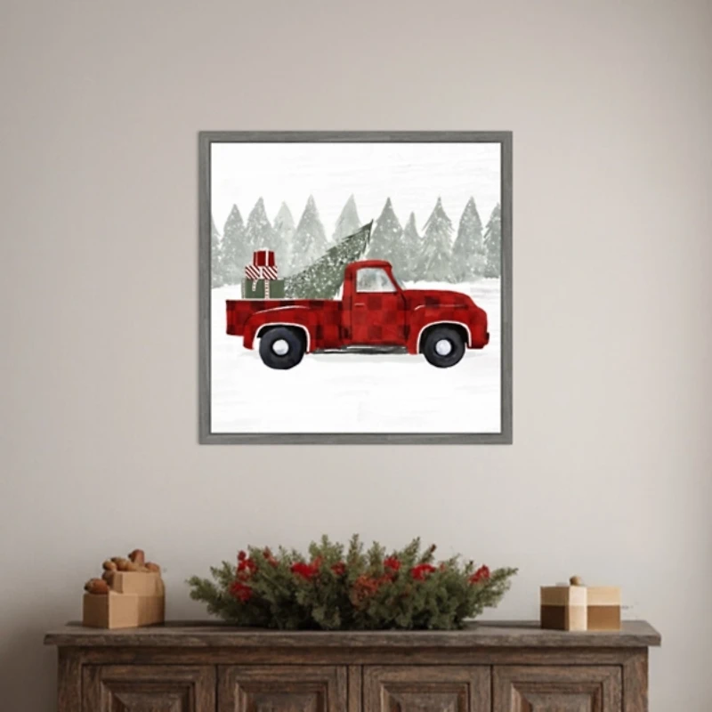 Yuletide Truck Framed Canvas Art Print