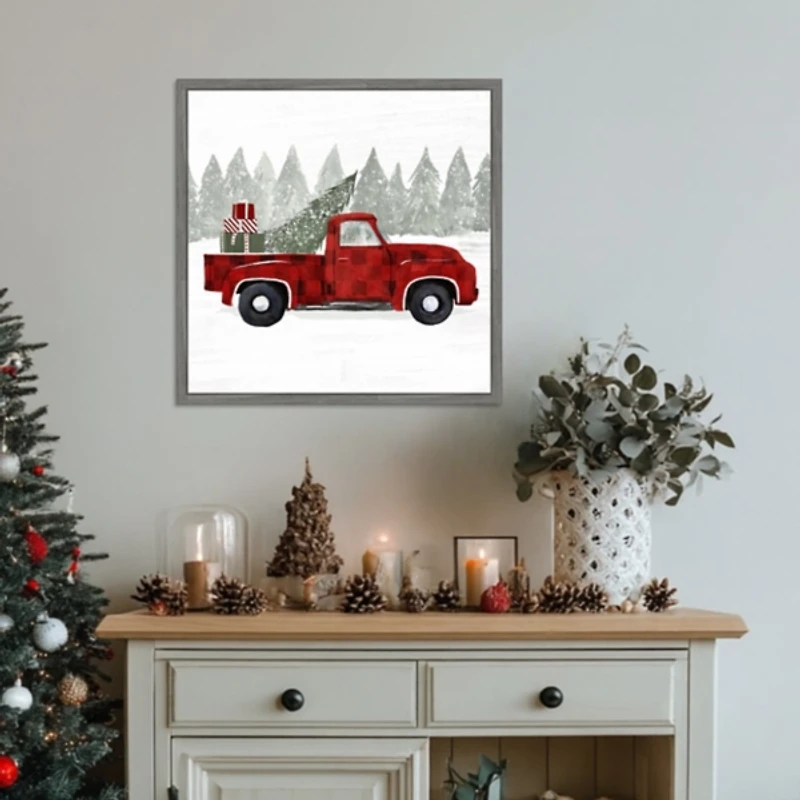 Yuletide Truck Framed Canvas Art Print