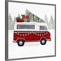 Yuletide Camper Framed Canvas Art Print