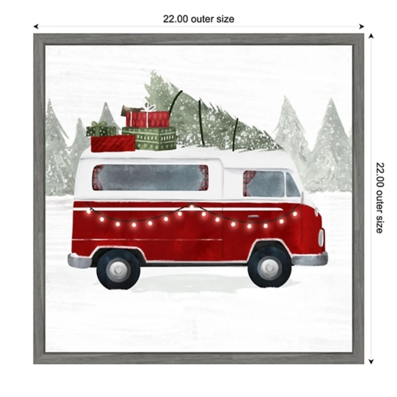 Yuletide Camper Framed Canvas Art Print