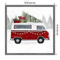 Yuletide Camper Framed Canvas Art Print