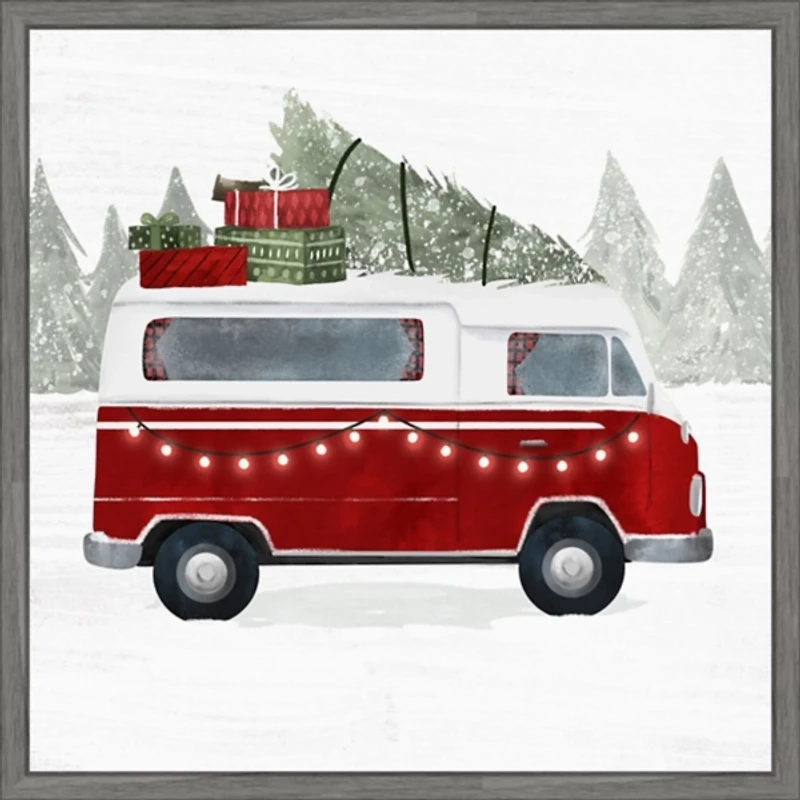 Yuletide Camper Framed Canvas Art Print