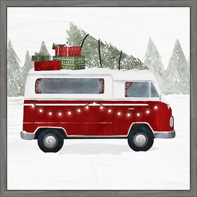 Yuletide Camper Framed Canvas Art Print