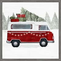 Yuletide Camper Framed Canvas Art Print