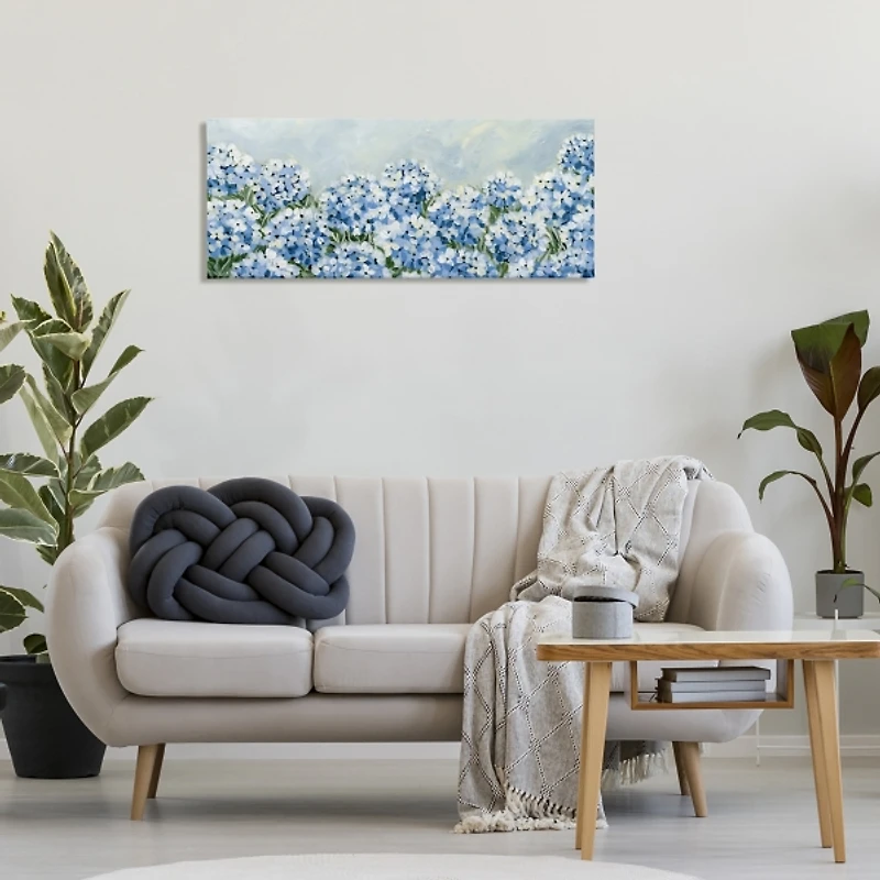 Blue Hydrangea Meadow Canvas Art Print