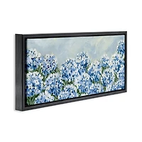 Blue Hydrangeas Black Framed Canvas Print, 31x14