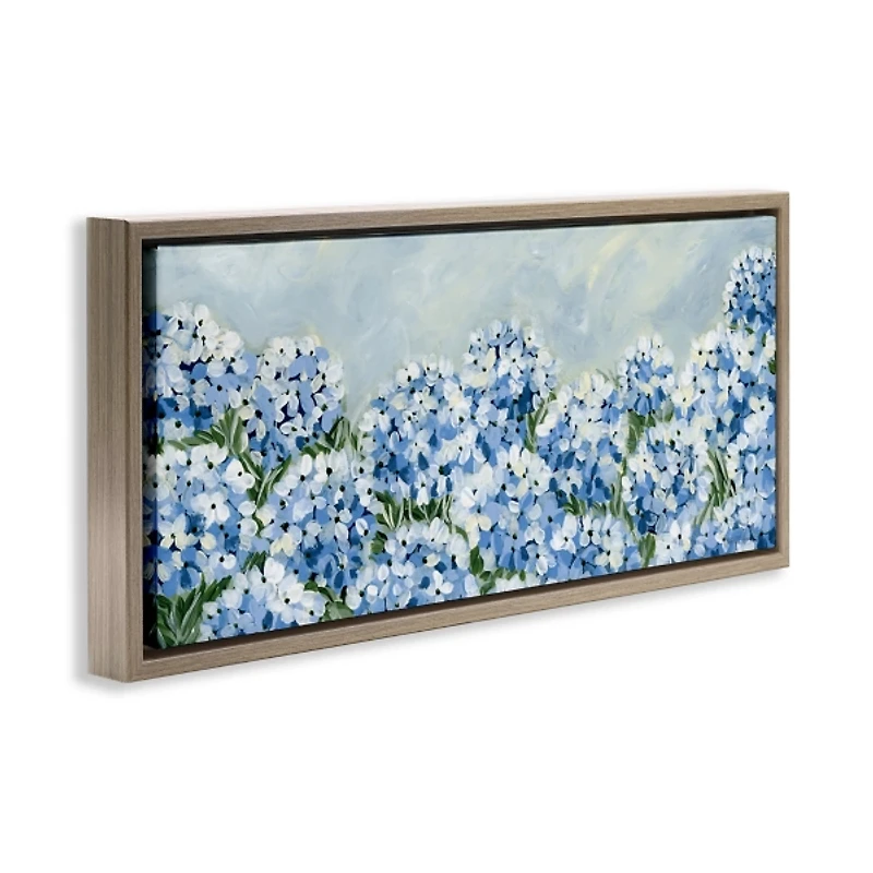 Blue Hydrangeas Gray Framed Canvas Print