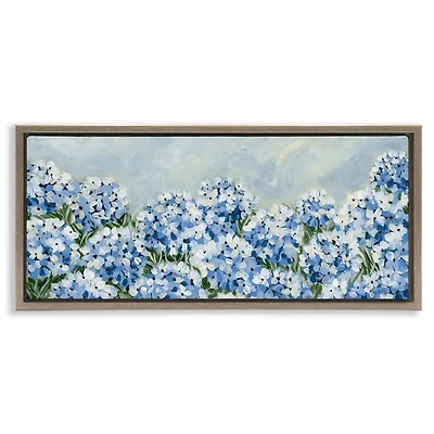 Blue Hydrangeas Gray Framed Canvas Print