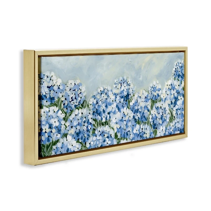 Blue Hydrangeas Gold Framed Canvas Print