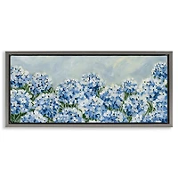 Blue Hydrangeas Silver Framed Canvas Print, 31x14