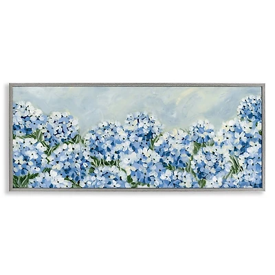 Blue Hydrangea Meadow Gray Framed Print