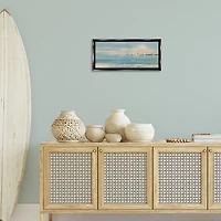 Distant Sailboats Black Framed Canvas Print