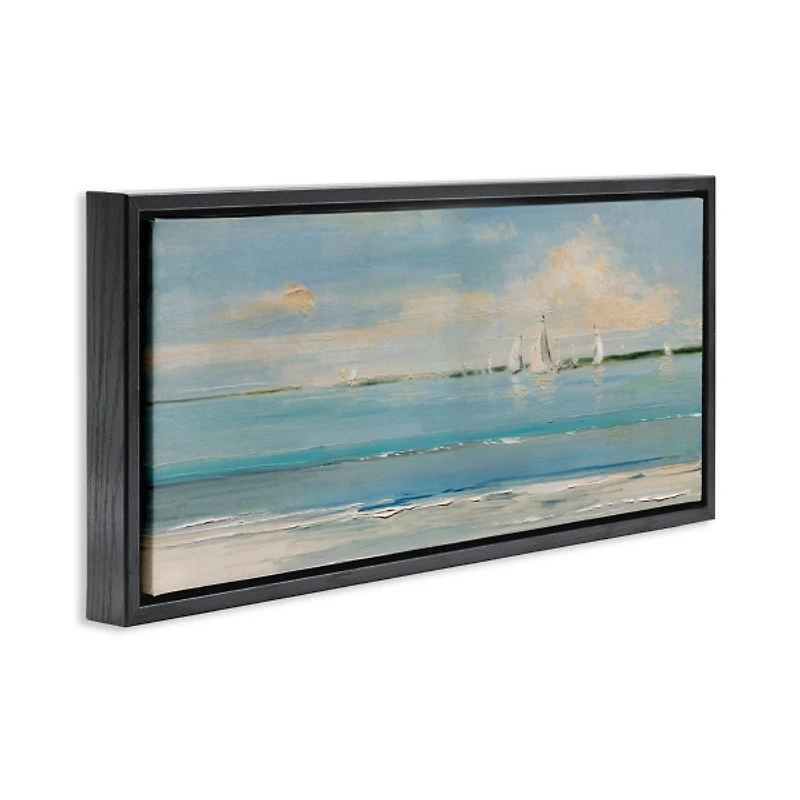 Distant Sailboats Framed Canvas Print
