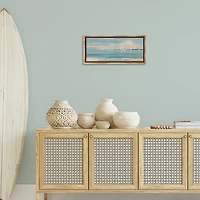 Distant Sailboats Gray Framed Canvas Print