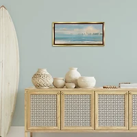 Distant Sailboats Gold Framed Canvas Print, 31x14