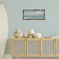 Distant Sailboat Silver Framed Canvas Print, 31x14