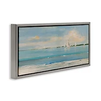 Distant Sailboat Silver Framed Canvas Print, 31x14