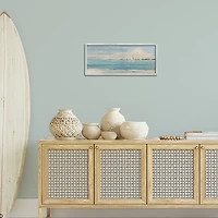 Distant Sailboat Gray Framed Art Print