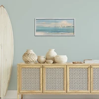 Distant Sailboat Gray Framed Art Print, 30x13