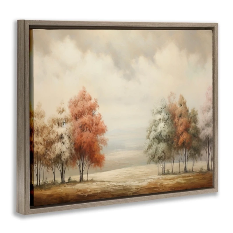 Autumn Trees Gray Framed Canvas Art Print