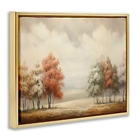 Autumn Trees Gold Framed Canvas Art Print
