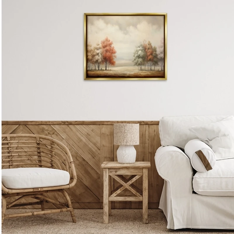 Autumn Trees Gold Framed Canvas Art Print, 31x25