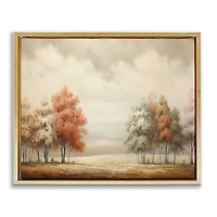 Autumn Trees Gold Framed Canvas Art Print, 31x25