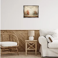 Autumn Trees Silver Framed Canvas Art Print