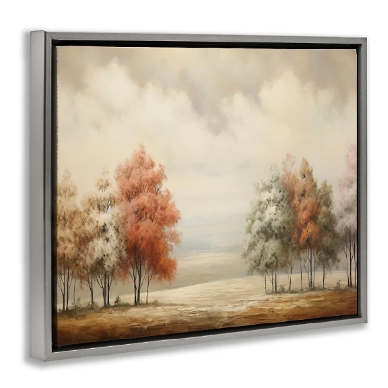 Autumn Trees Silver Framed Canvas Art Print
