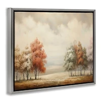 Autumn Trees Silver Framed Canvas Art Print