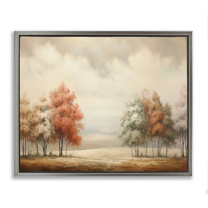 Autumn Trees Silver Framed Canvas Art Print
